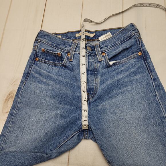 Levis premium wedgie straight jeans button fly raw hem distressed rigid - Picture 3 of 13